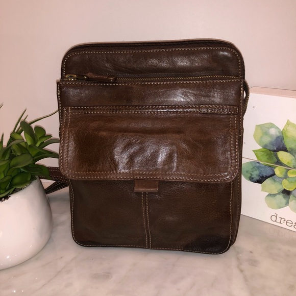 Fossil Handbags - Fossil brown leather messenger crossbody nice 😎